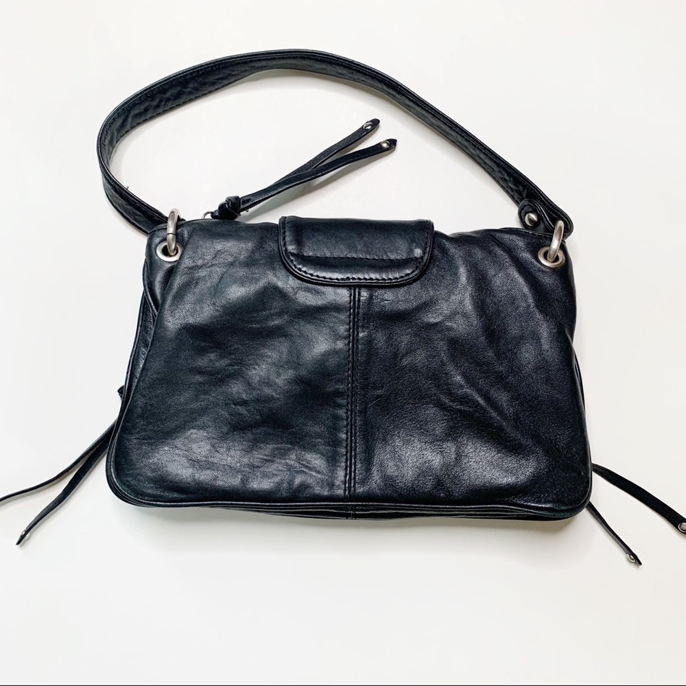 Botkier Black Leather Shoulder Bag with Front Pockets - Picture 3 of 8